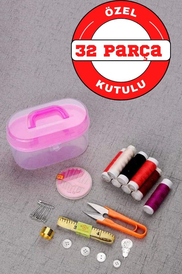 32 Parça Kutulu Seyahat Dikiş İğne İplik Seti