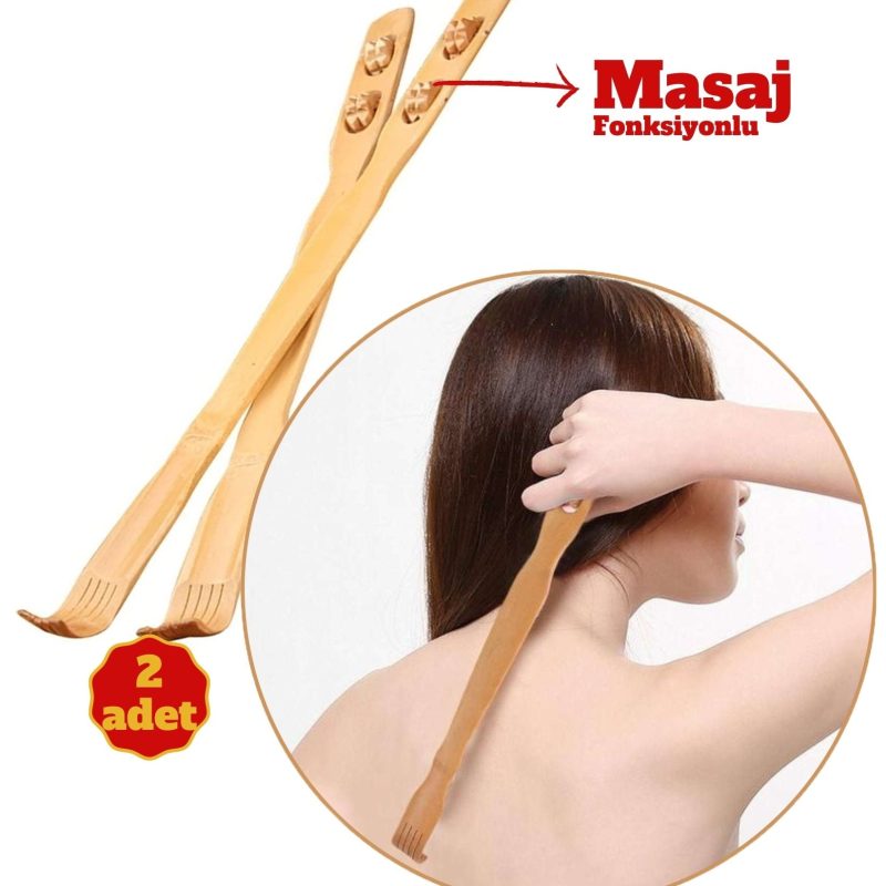 Masajlı Ahşap Hanımeli Sırt Kaşıma Aparatı