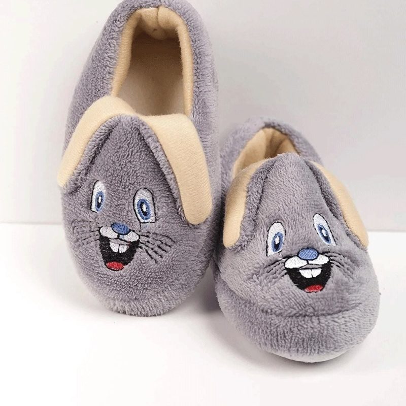 Takaz Global Live Success Çocuk Kaydırmaz Taban Panduf Pamuk Astarlı, Tavşan Figürlü Çok Amaçlı Okul Kreş Patiği Ev Patiği LVSCS-011