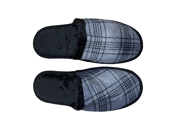 Gri Çizgi Desen Erkek Terlik