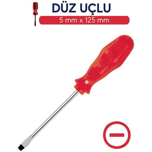 Takaz Global 5 mm Uç 12,5 Cm Uzunluk Düz Uç Tornavida