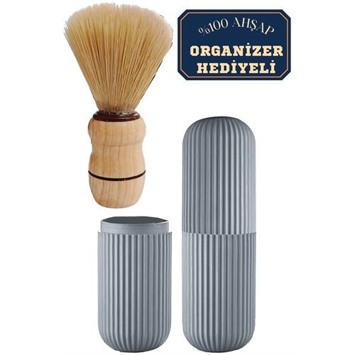 Takaz Global Draco Ahşap Tıraş Fırçası Ve Seyahat Saklama Kutu Tas Seti