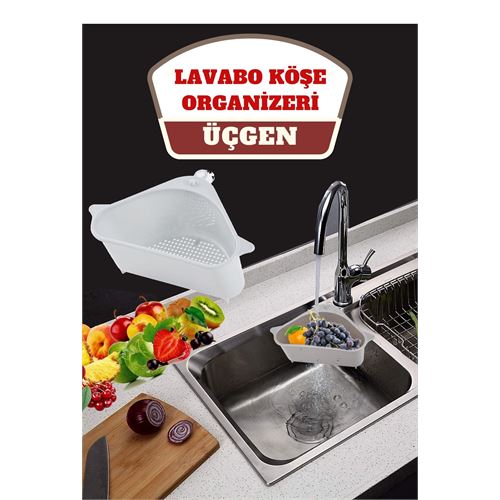 Takaz Global Barazza Üçgen Lavabo Köşe Süzgeçli Organizer BEYAZ