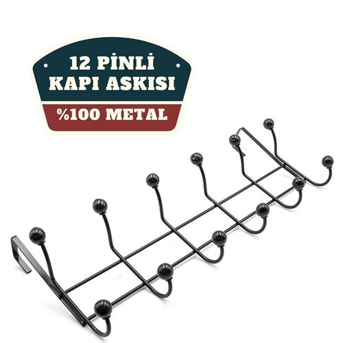 Takaz Global Jeanette Siyah Çift Katlı 12 Pinli Kapı Arkası Askı 716821