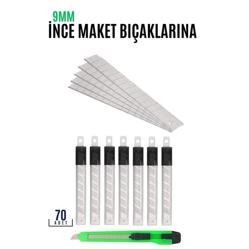 Takaz Global Maket Bıçak Yedeği 70 Adet 9 mm Küçük Boy için