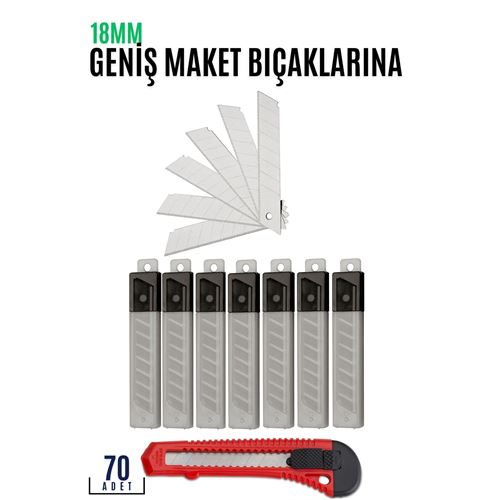Takaz Global Maket Bıçak Yedeği 70 Adet 18 mm Küçük Boy için